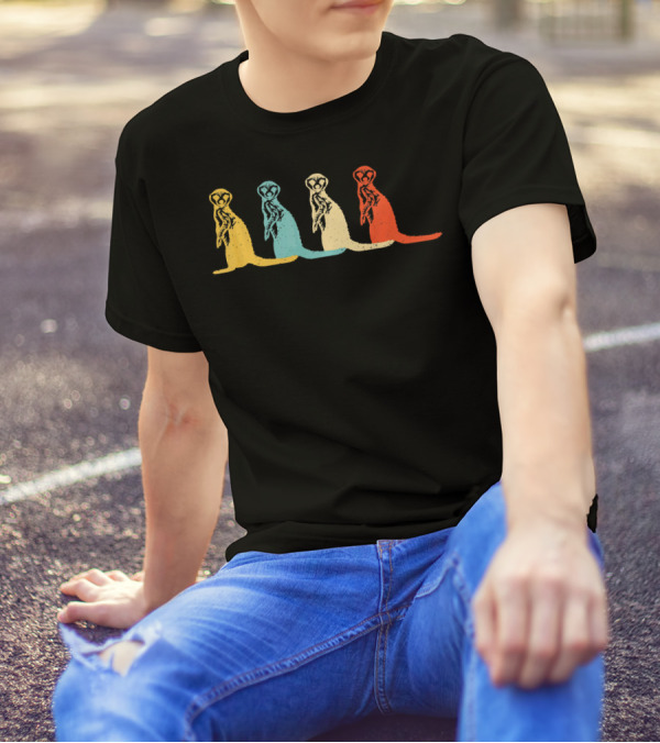 Vintage Retro Meerkat Silhouette Animal Love T-Shirt