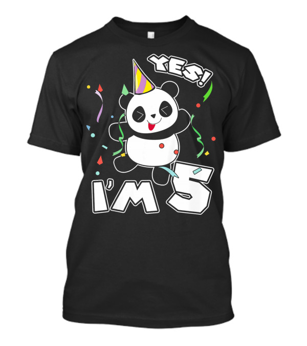 YES I'M 5 Panda Party Confetti Birthday T-Shirt