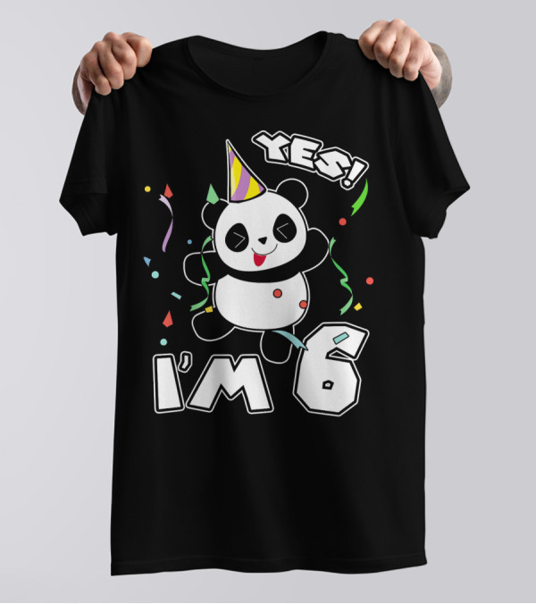 Yes I'm 6 Panda Birthday Party T-Shirt