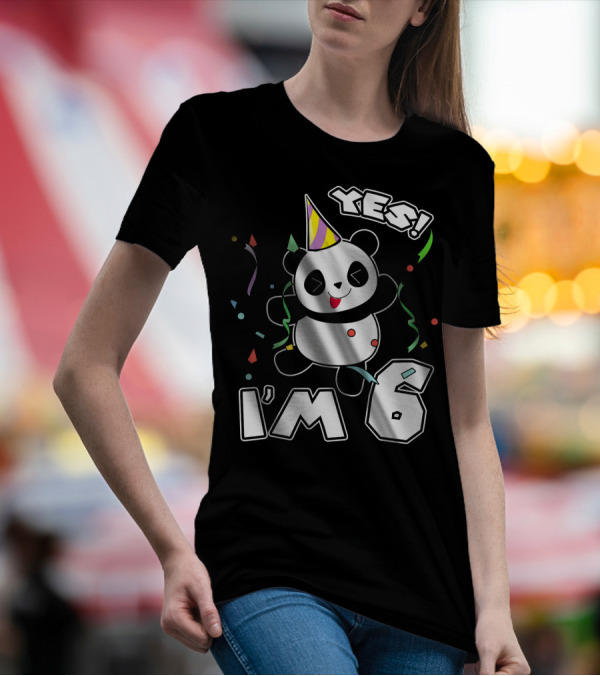 Yes I'm 6 Panda Birthday Party T-Shirt