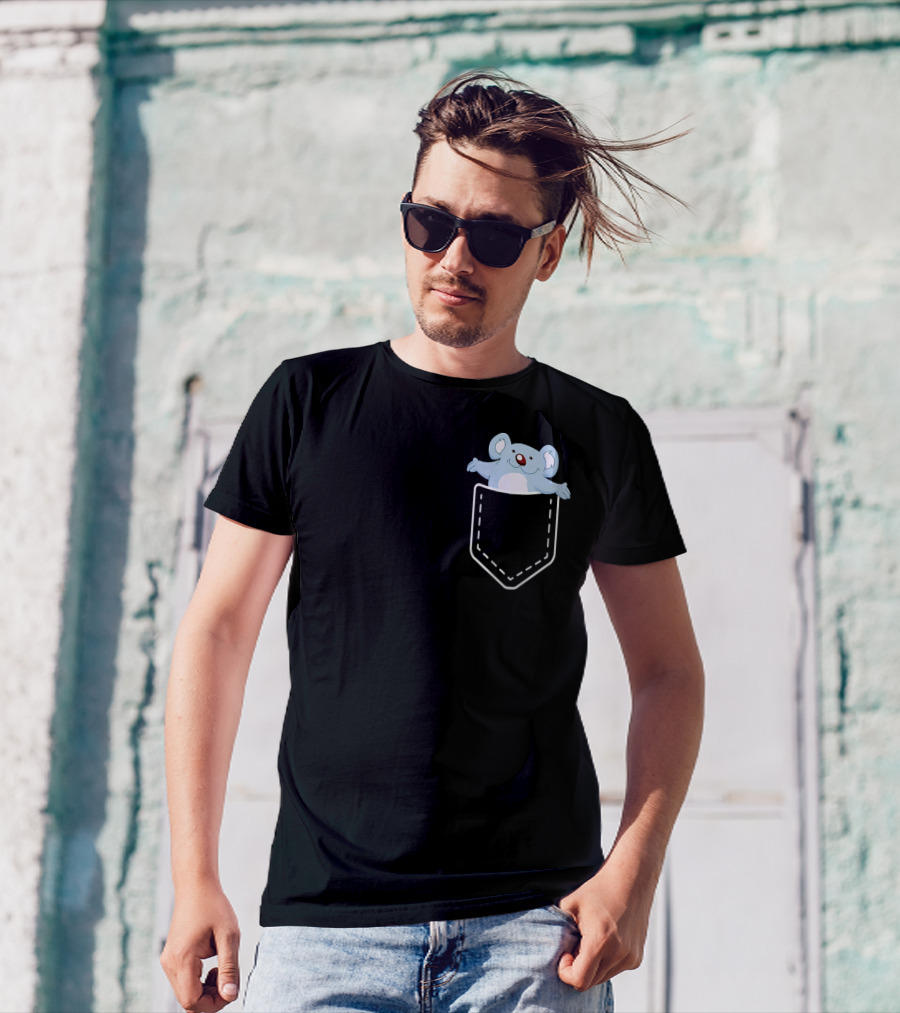 Koala In Pocket Cute Cartoon T-Shirt