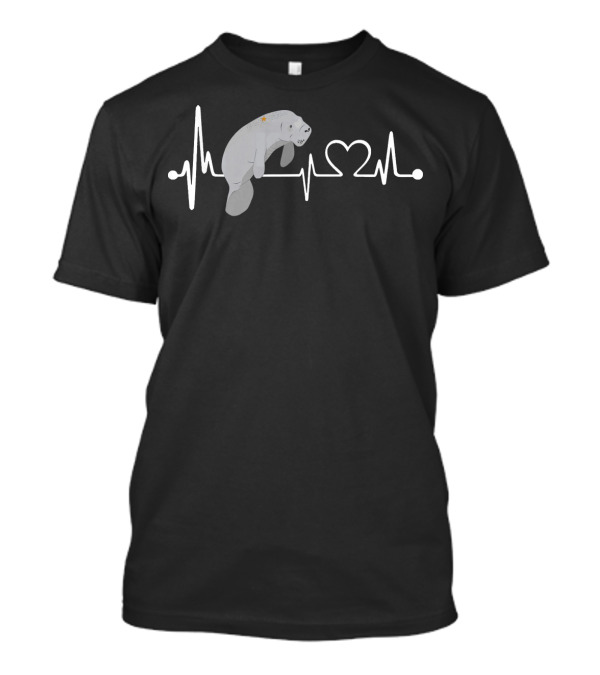 Manatee Heartbeat With Heart And Pulse Line T-Shirt