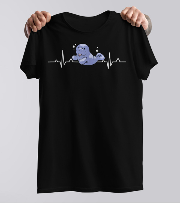 Cute Manatee Heartbeat Love T-Shirt