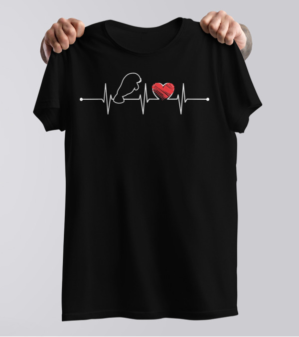 Manatee Heartbeat Animal Lover Love T-Shirt