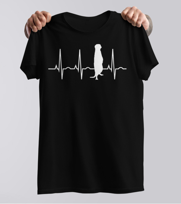 Meerkat Lover Heartbeat Outline T-Shirt