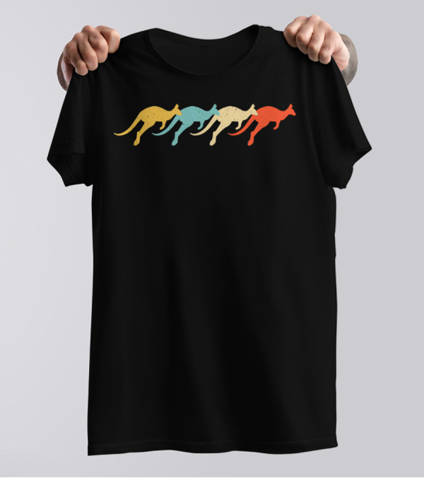 Kangaroo Vintage Retro Wallaroo Joey Love Colorful T-Shirt