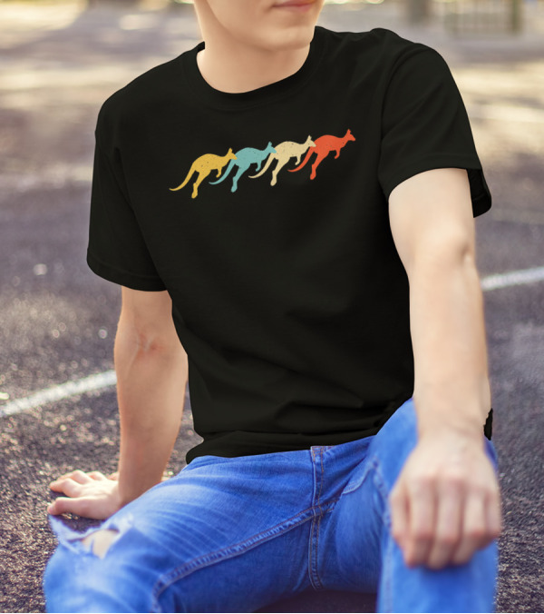 Kangaroo Vintage Retro Wallaroo Joey Love Colorful T-Shirt