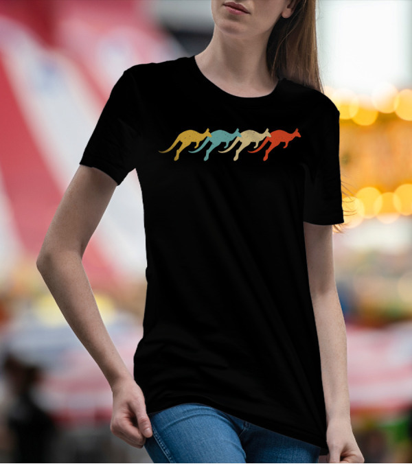 Kangaroo Vintage Retro Wallaroo Joey Love Colorful T-Shirt