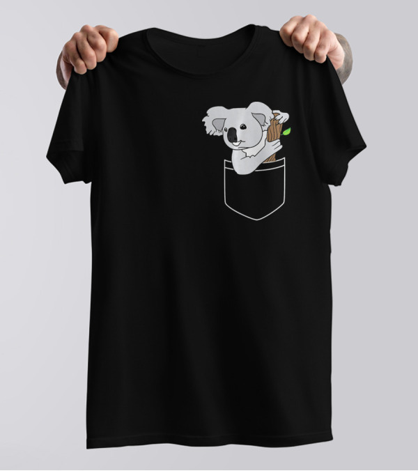 Koala In My Pocket Cute Animal Lover With Eucalyptus Branch T-Shirt
