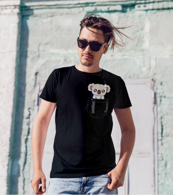 Koala In Pocket Adorable Funny Animal Lover T-Shirt