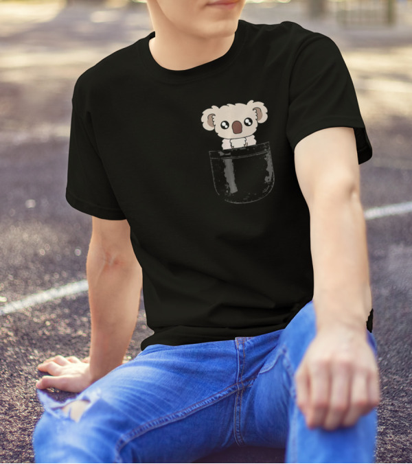 Koala In Pocket Adorable Funny Animal Lover T-Shirt