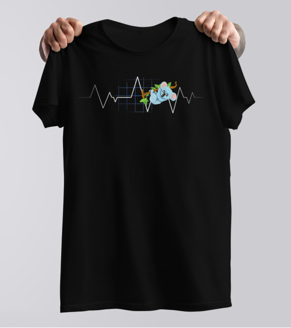 KOALA Heartbeat Heart Beat ECG Bear T-Shirt