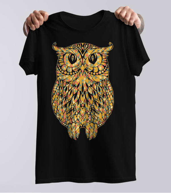 Owl Owl Geometric Pattern Colorful Triangles And Circles T-Shirt