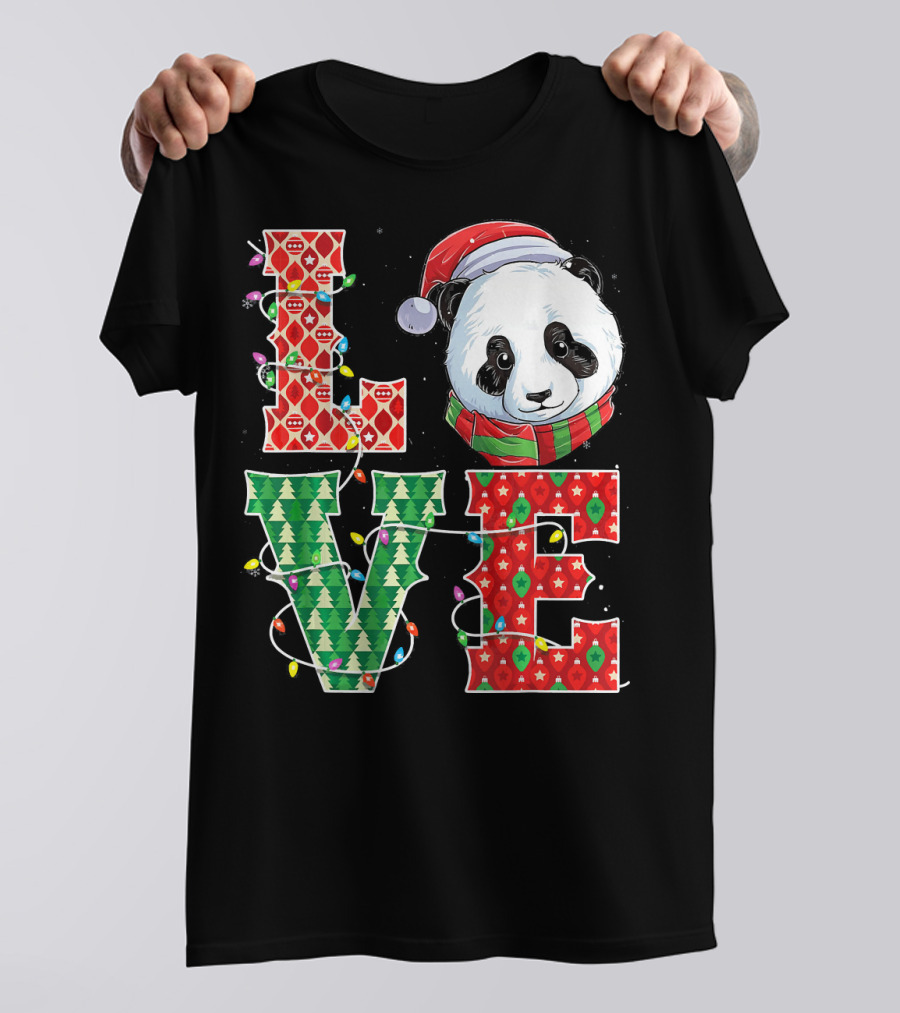 LOVE Christmas Panda Xmas Panda Love T-Shirt