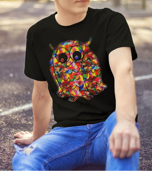 Colorful Cute Owl Pattern Owl T-Shirt