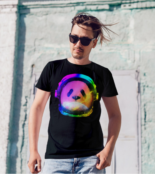 Panda Astronaut Rainbow Cool Space Galaxy T-Shirt