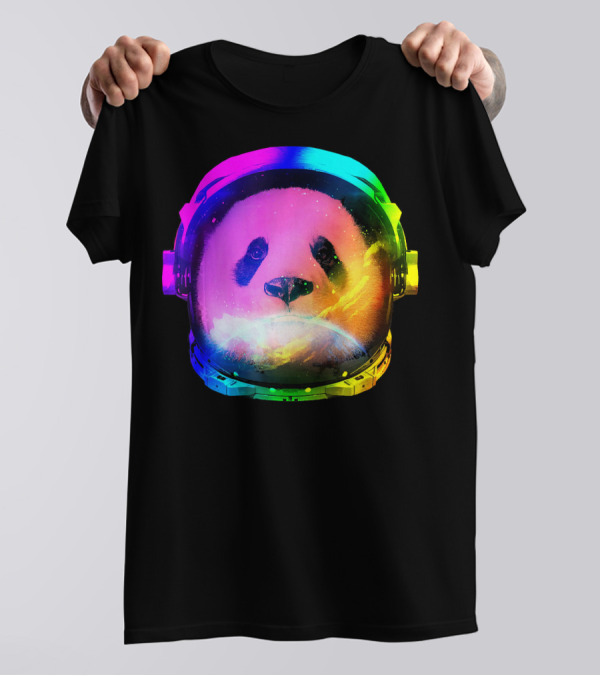 Panda Astronaut Rainbow Cool Space Galaxy T-Shirt