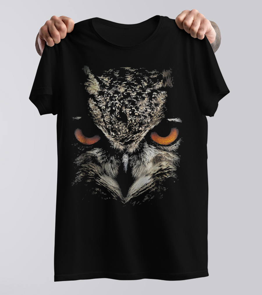 Owl Intense Staring Eyes Wildlife Nocturnal Bird T-Shirt