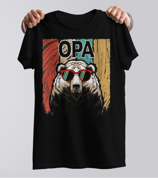 OPA Bear Wearing Sunglasses Retro Colorful T-Shirt