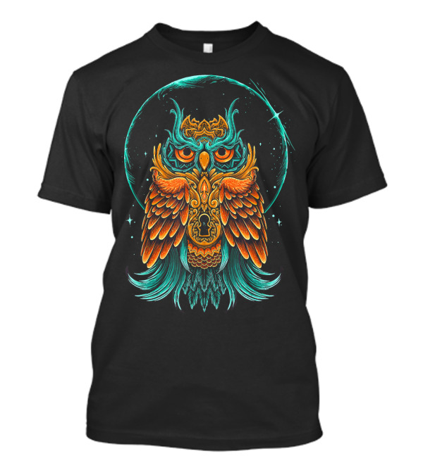 Owl Bird Colorful Intricate Keyhole Celestial Vision T-Shirt