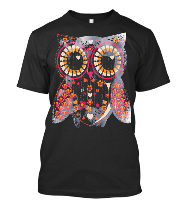 Owl City Idea Owls Colorful Floral Hearts T-Shirt