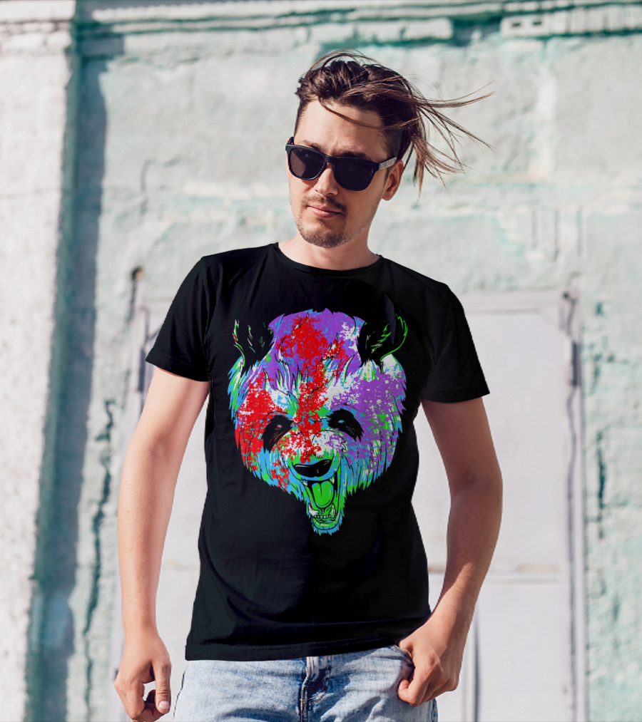 Panda Lover Vibrant Colors Funny Panda T-Shirt