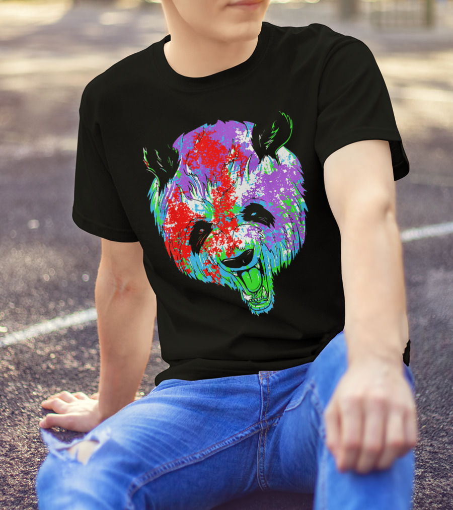 Panda Lover Vibrant Colors Funny Panda T-Shirt