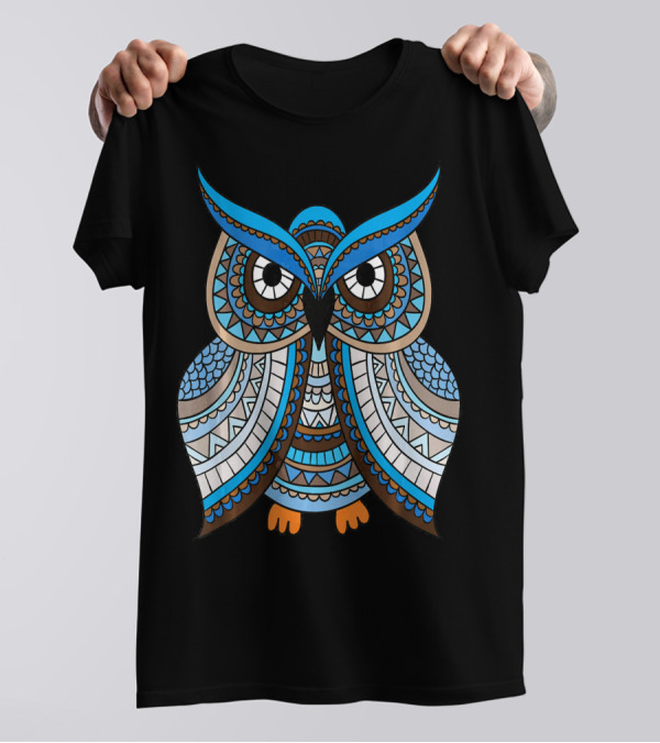 Ornamental Owl Mandala Intricate Pattern With Geometric Shapes T-Shirt