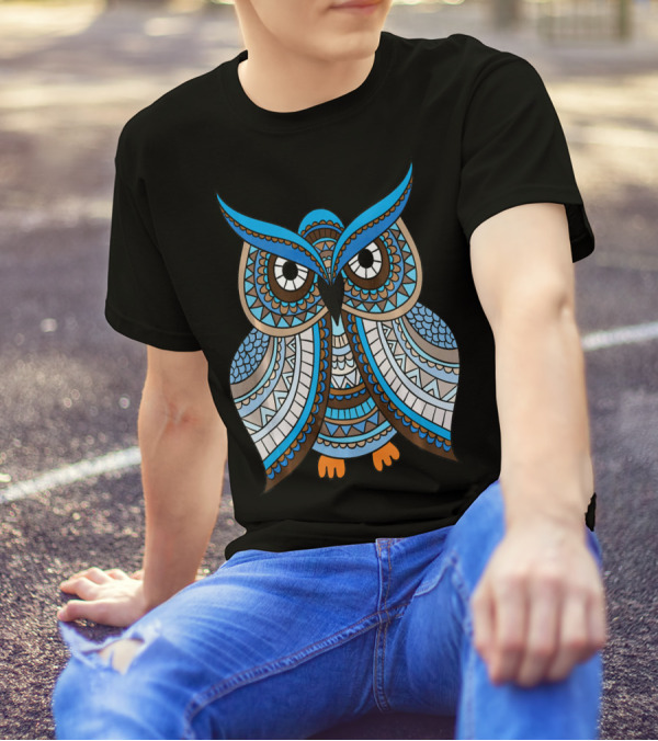 Ornamental Owl Mandala Intricate Pattern With Geometric Shapes T-Shirt