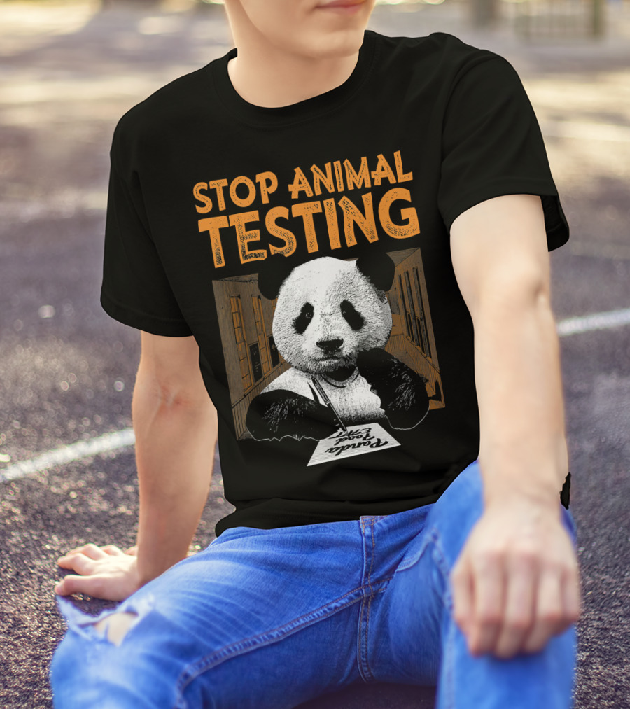STOP ANIMAL TESTING Panda Protest T-Shirt