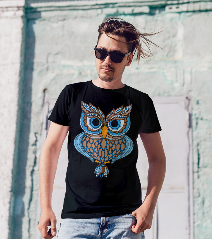 OWL Funny Cute Graphic For Owl Detailed Colorful Pattern T-Shirt