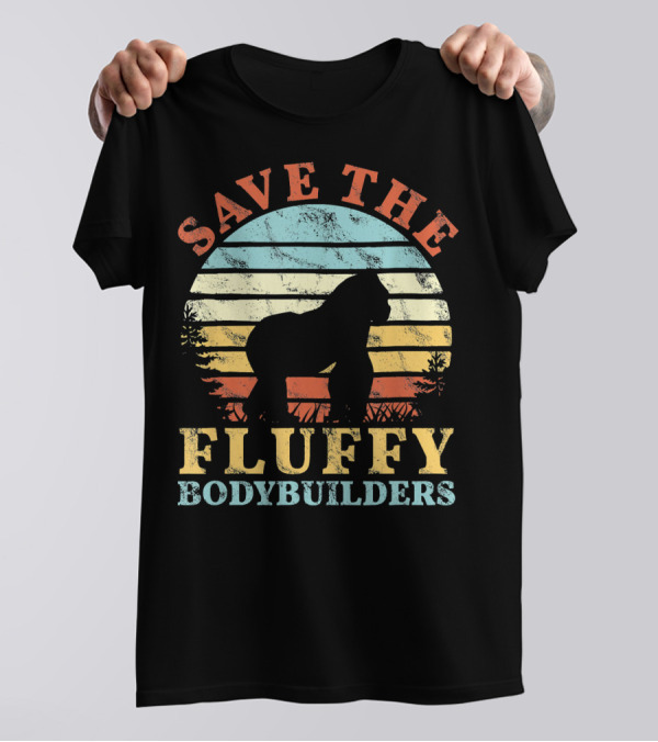 Save The Fluffy Bodybuilders Retro Gorilla T-Shirt