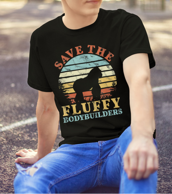 Save The Fluffy Bodybuilders Retro Gorilla T-Shirt