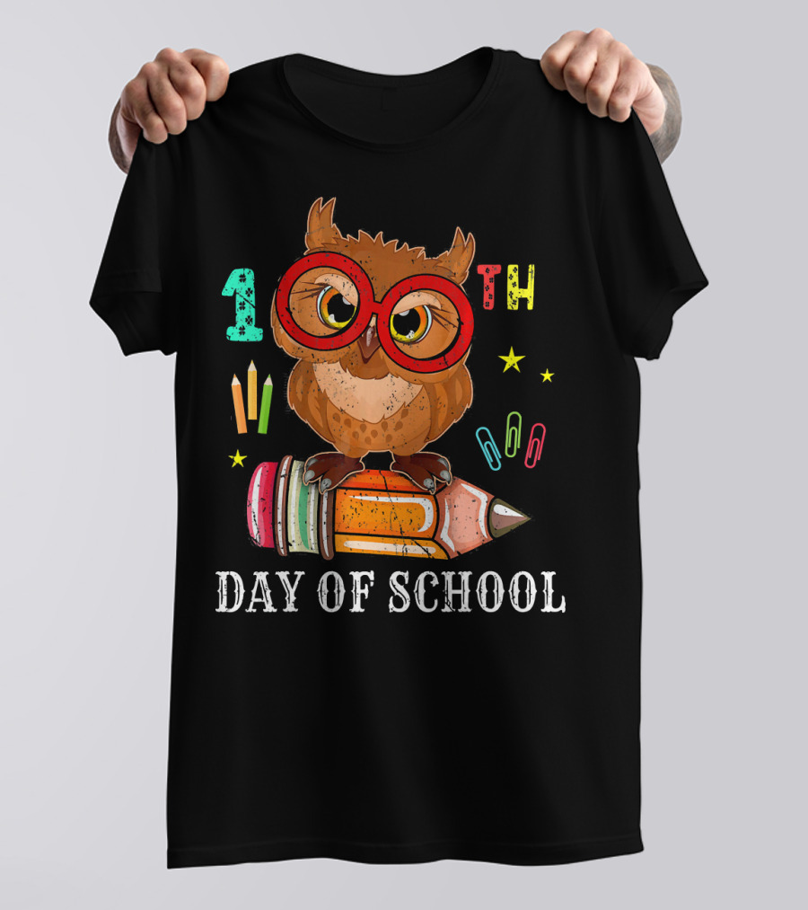 100th Day Of School Owl With Pencil And Glasses T-Shirt