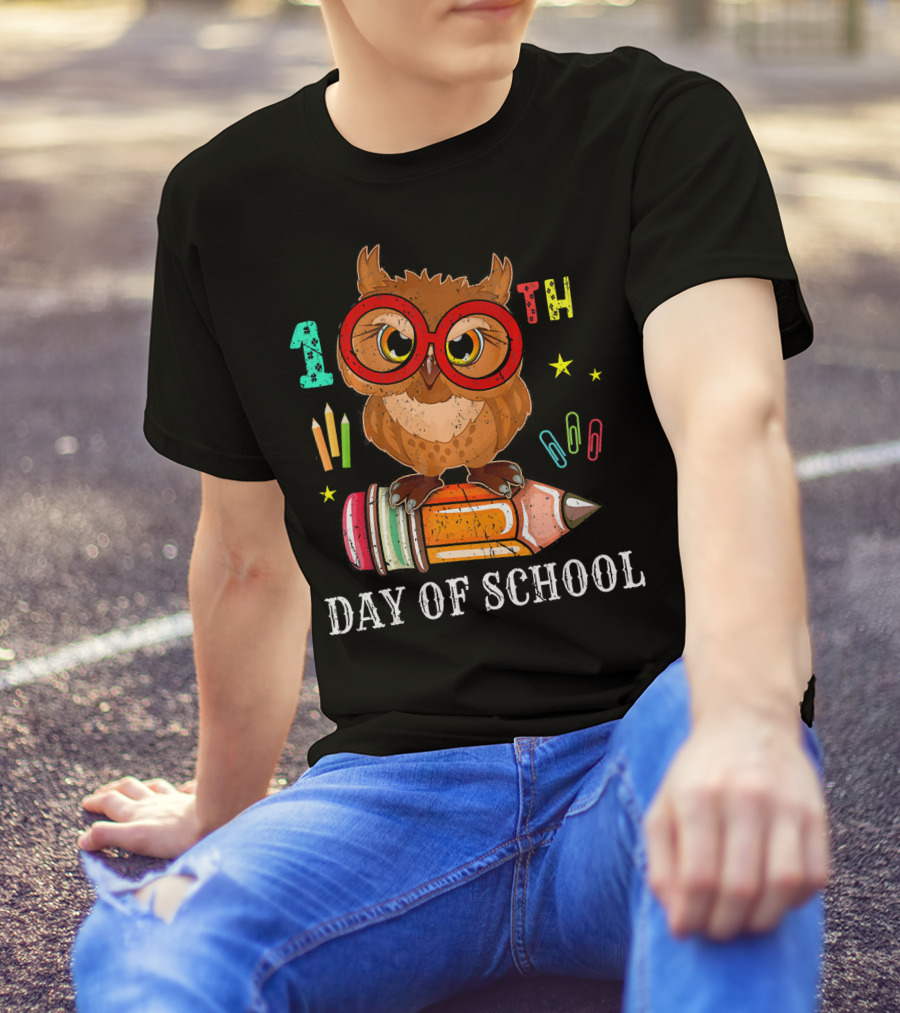 100th Day Of School Owl With Pencil And Glasses T-Shirt