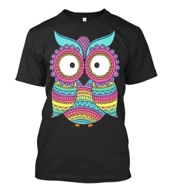 Owl Colorful Ornament Owl Vibrant Patterned T-Shirt