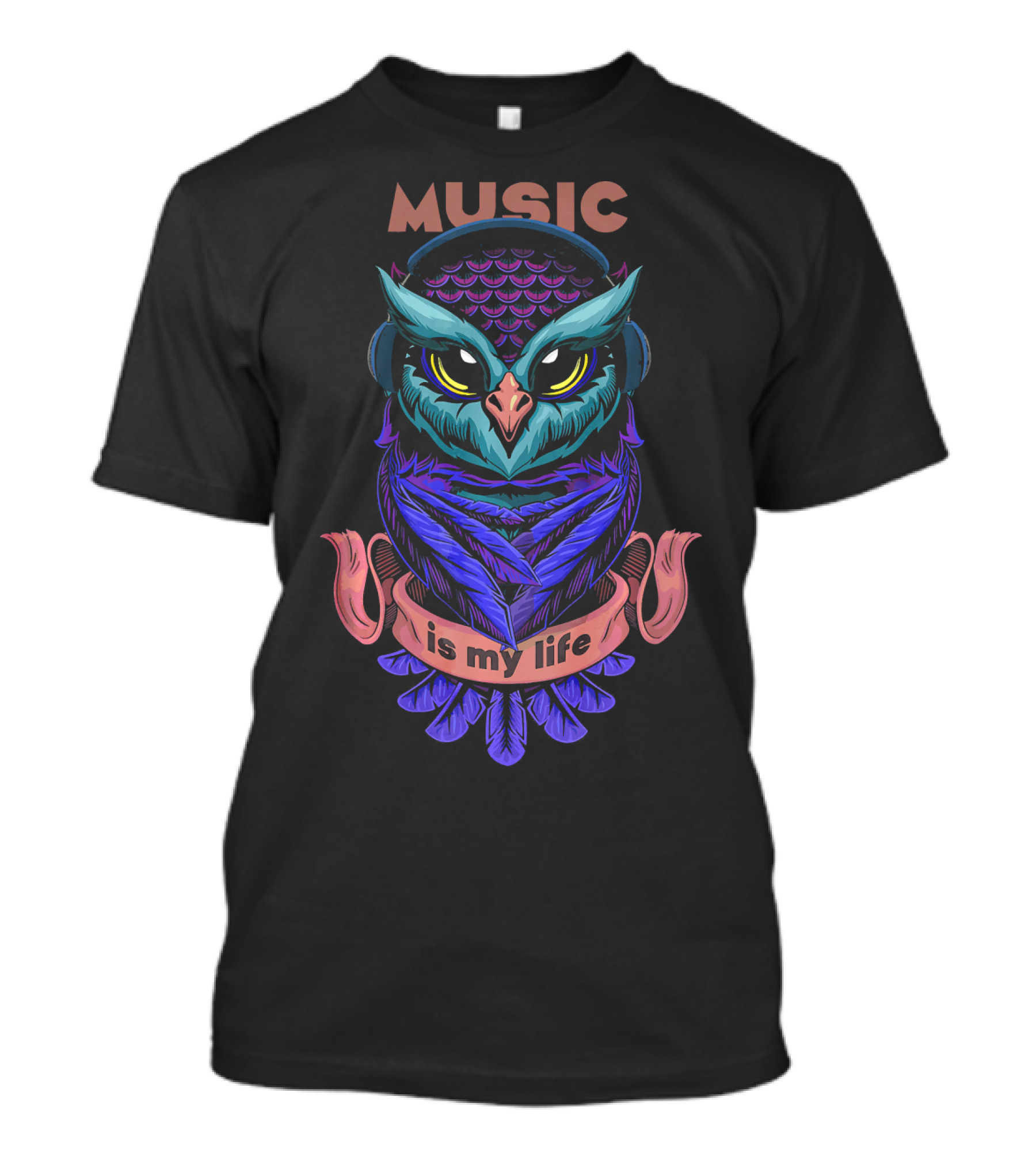 MUSIC Owl With Headphones Is My Life T-Shirt