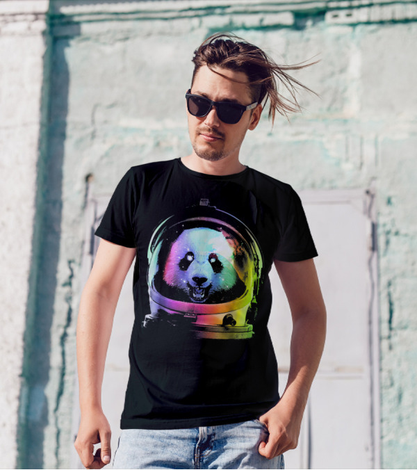 Rainbow Astronaut Panda Space Adventure Helmet T-Shirt