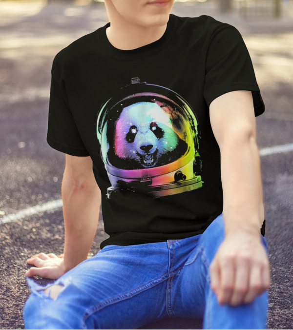 Rainbow Astronaut Panda Space Adventure Helmet T-Shirt