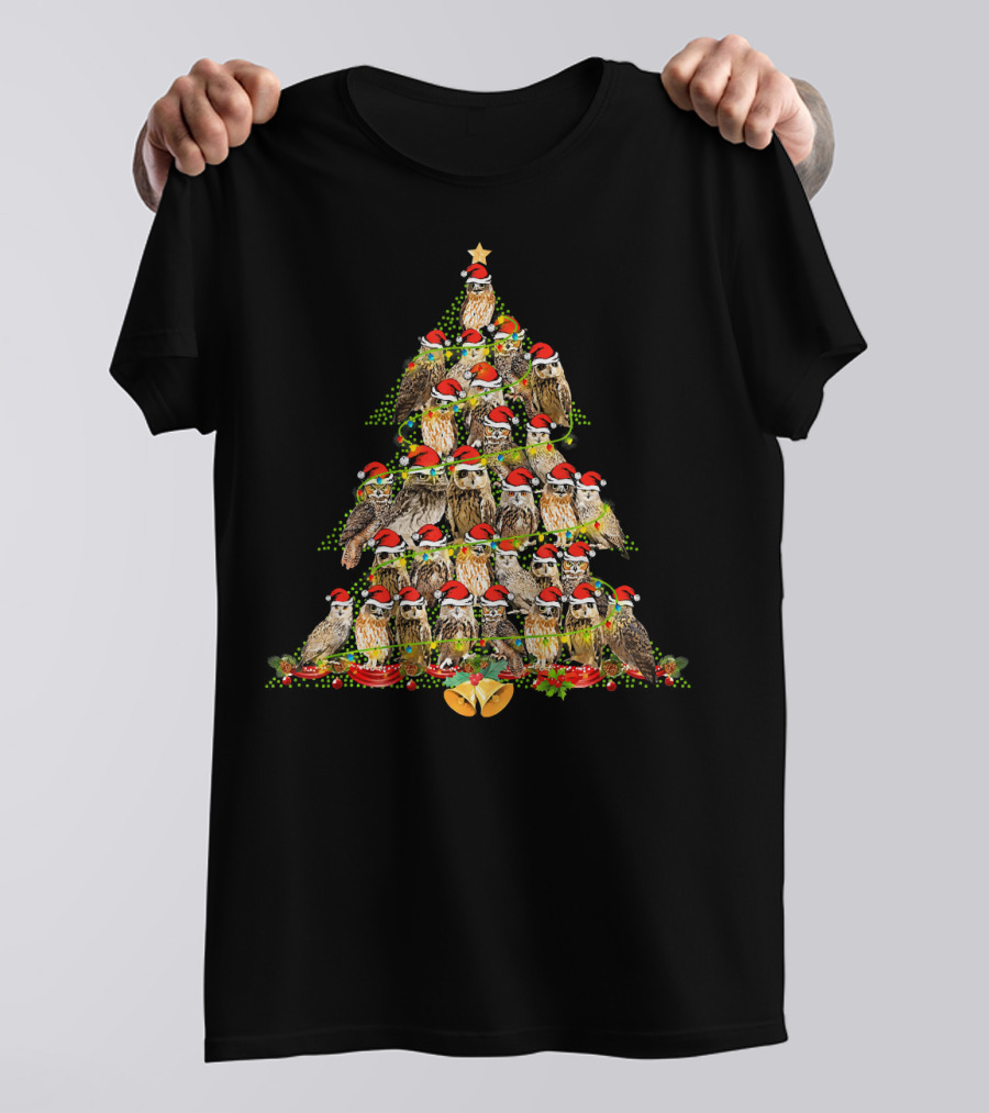 Merry Christmas Owl Xmas Tree Funny Owls T-Shirt