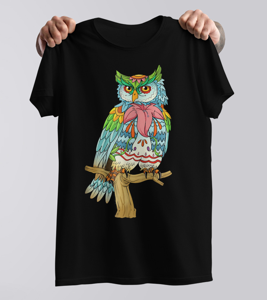 Colorful Owl Lovers Design For Girls Anim T-Shirt