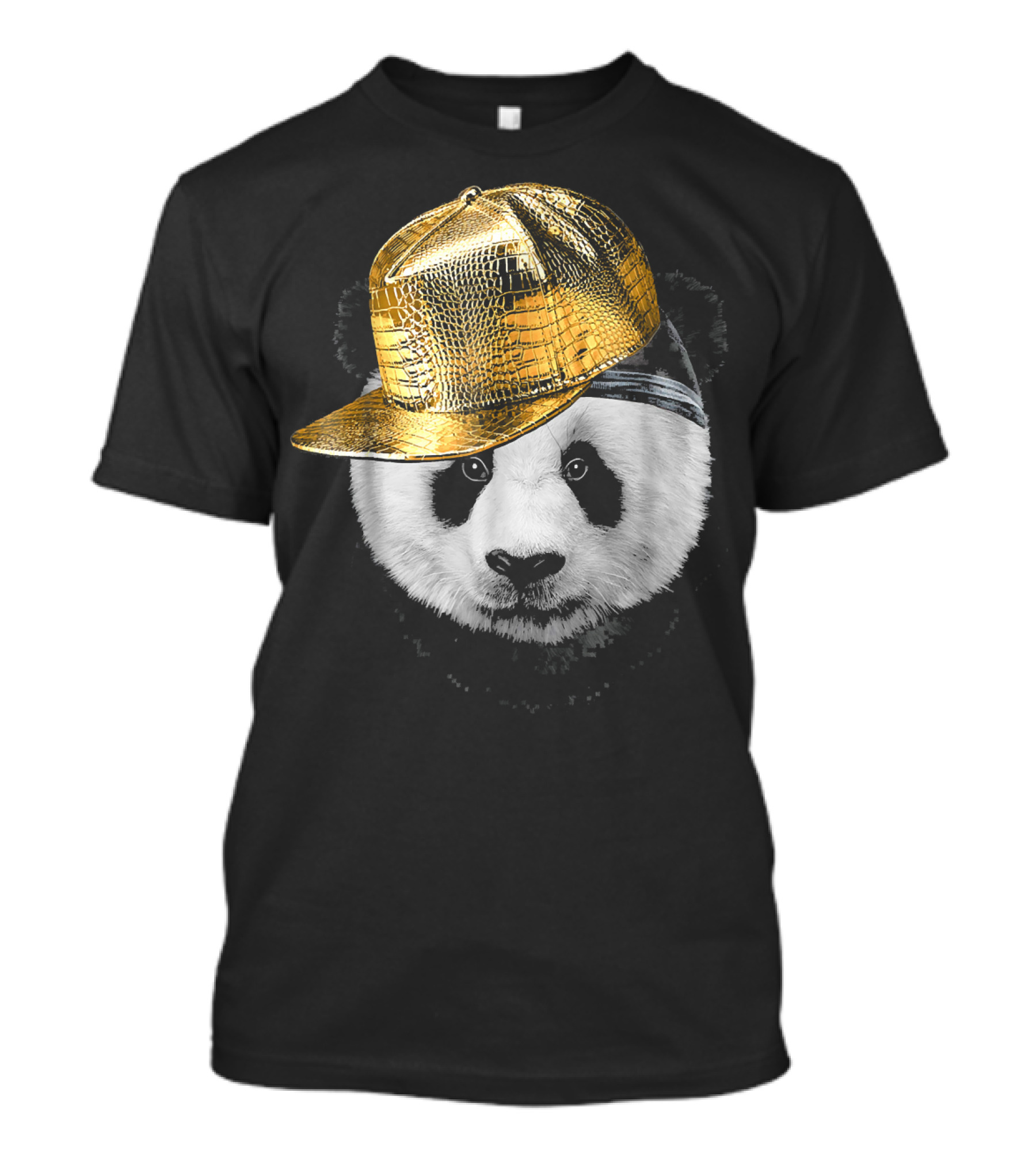 Rapper Giant Panda In Gold Hip Hop Cap T-Shirt
