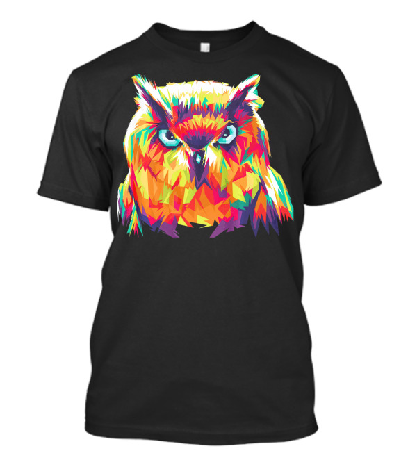 Owl Pop Art Style Vibrant Geometric Colors T-Shirt