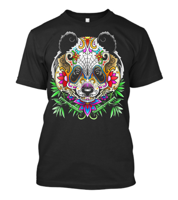 Panda Bear Sugar Skull Day Of The Dead T-Shirt