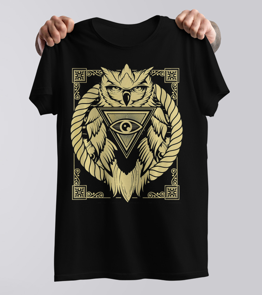 Owl Pyramid Secret Illuminati Eye Symbol Tattoo T-Shirt