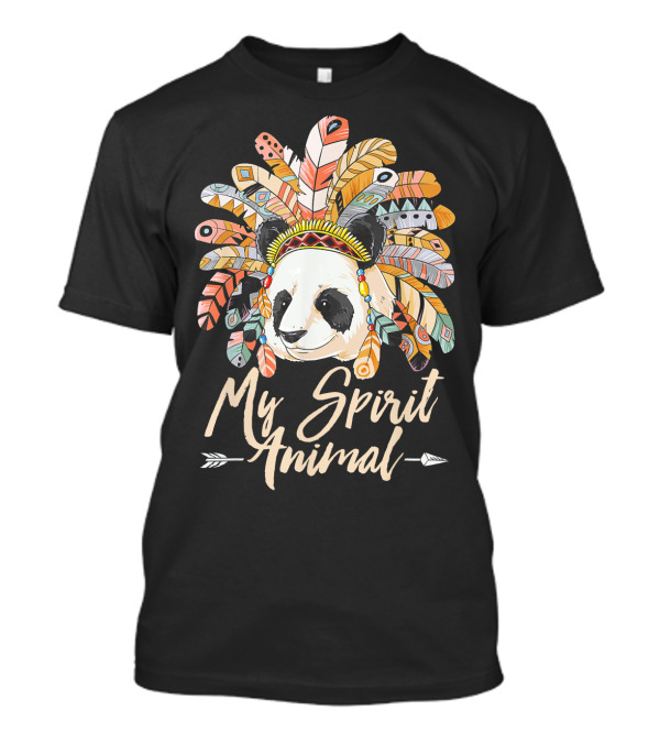 My Spirit Animal Panda With Colorful Feather Headdress T-Shirt