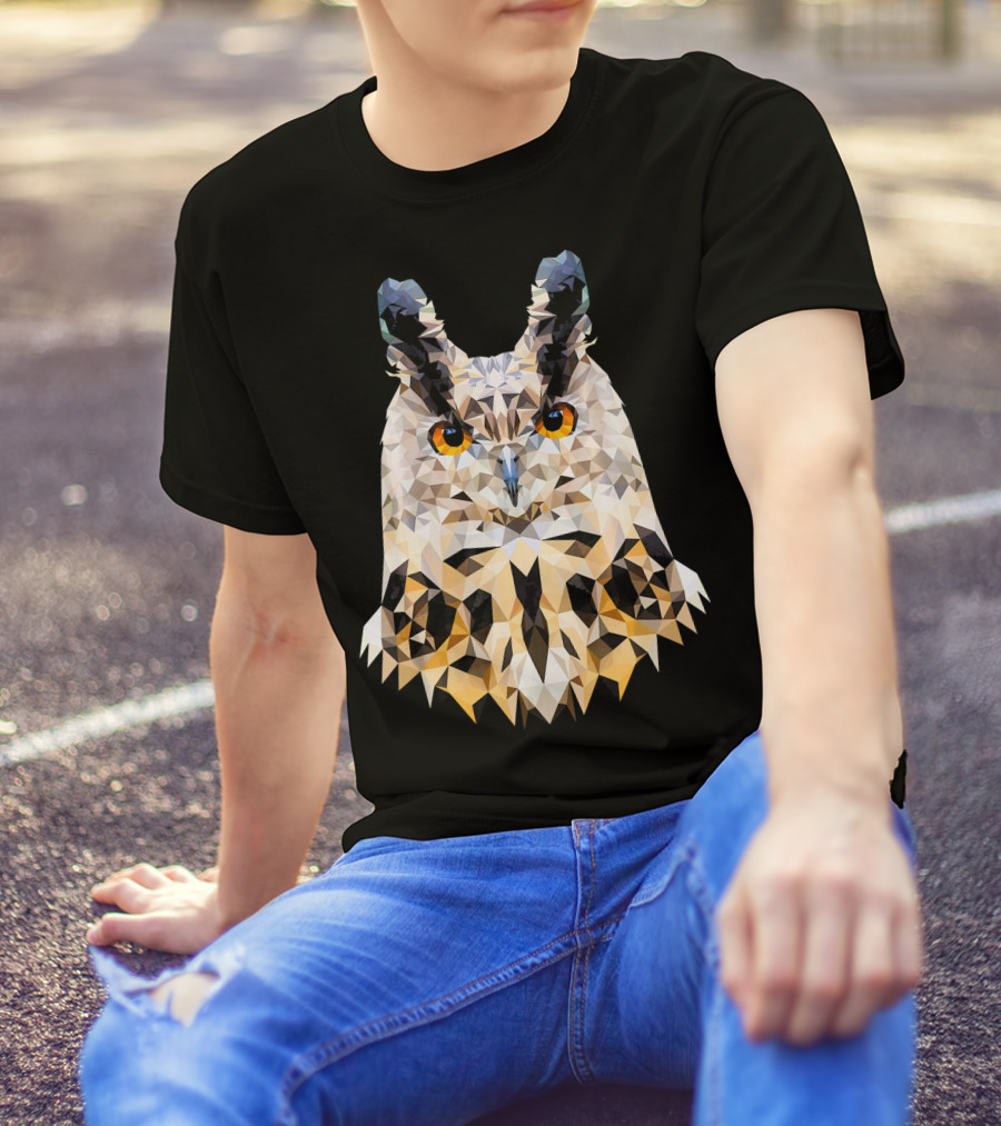 Owls Proud Owl Polygon Style WPAP Geometric T-Shirt