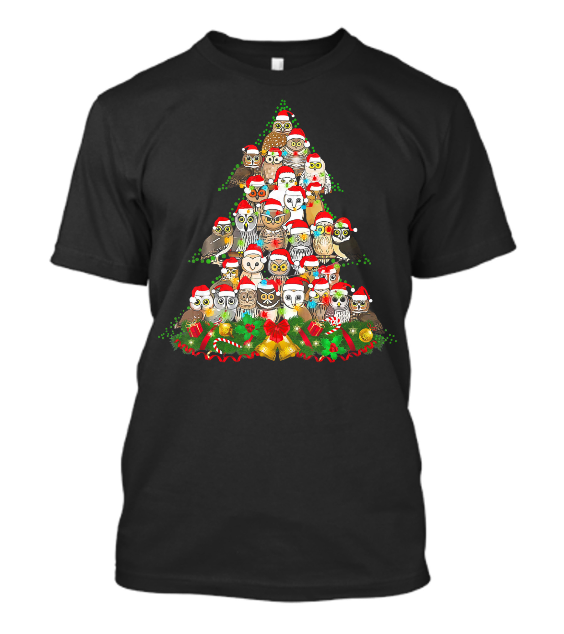 Santa Owl Xmas Christmas Tree Owl T-Shirt