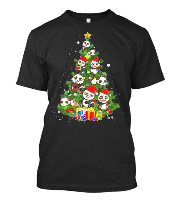 Panda Christmas Tree Xmas Wild Animal Festive Holiday Scene T-Shirt