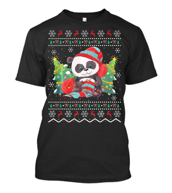 Panda Lover Ugly Christmas Sweater Festive Knitting Holiday T-Shirt